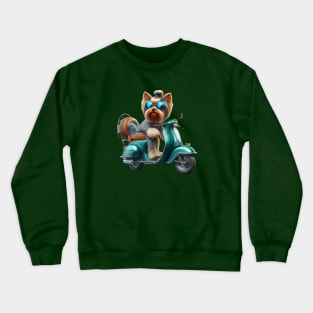 Classy dog on a scooter Crewneck Sweatshirt